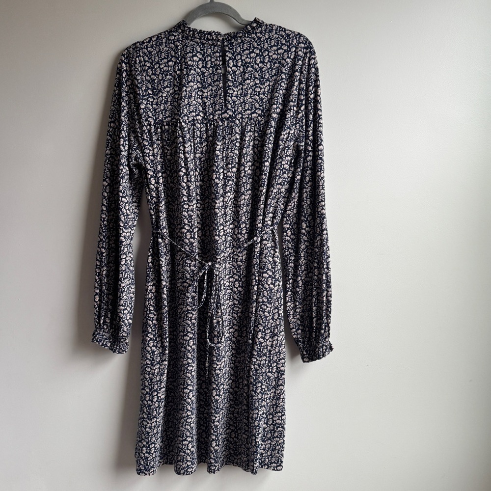 BODEN Ditsy Floral Long Sleeve Belted Shift Dress Women’s 12L Beige Blue Tan Ten - Picture 5 of 9